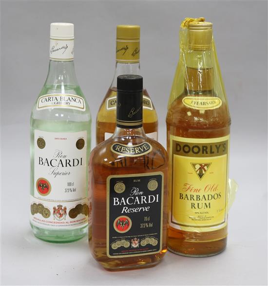 Four bottles of Bacardi Rum